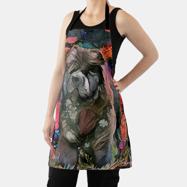 MAGGIE die schwarze Chow All-Over-Print-Schürze Schürze (InSitu)