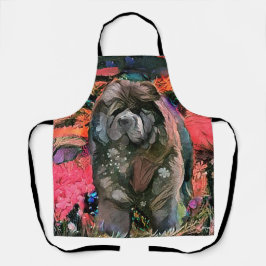 MAGGIE die schwarze Chow All-Over-Print-Schürze Schürze