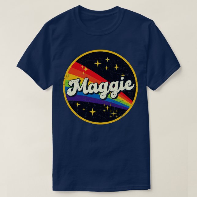 Maggie Regenbogen in Space Vintag GrungeStyle T-Shirt (Design vorne)