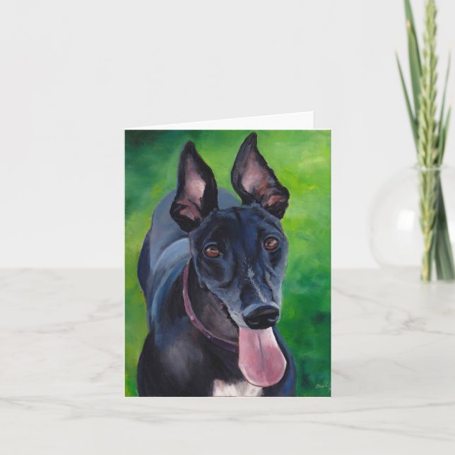 Maggie the Greyhound Dog Art Note Card Karte (Vorderseite)