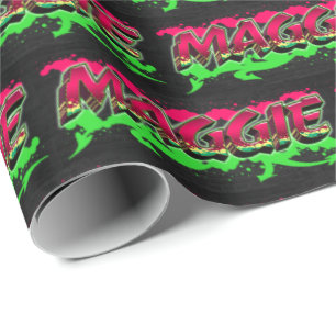 Maggie Vorname Name Graffiti red green Geschenkpapier