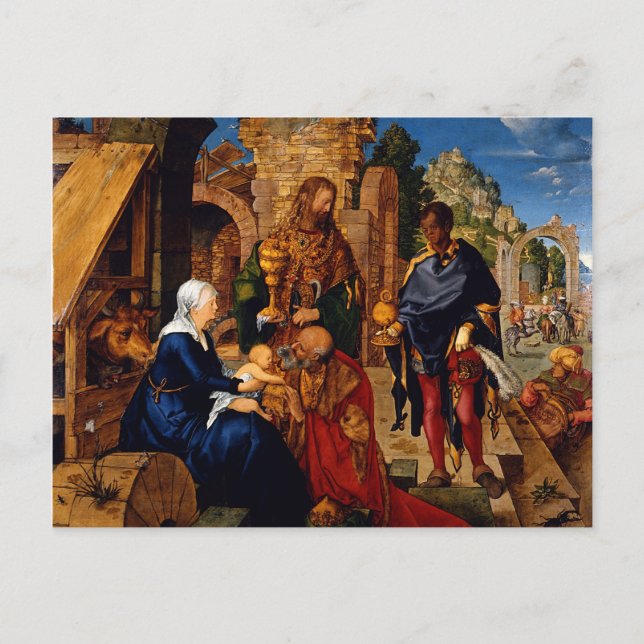 Magi Worship Baby Jesus Postkarte (Vorderseite)