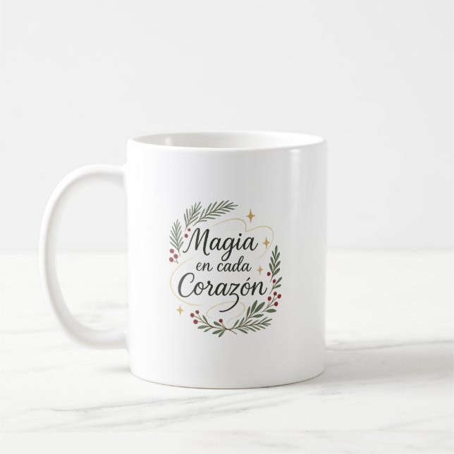 ✨ Magia en Cada Corazón – Caligrafía Navideña  Kaffeetasse (Links)