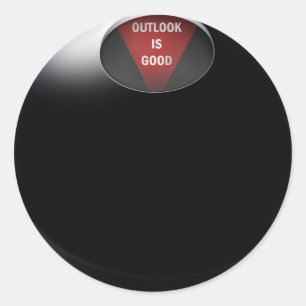 Magic 8 Ball sagt: "Outlook ist gut" Runder Aufkleber