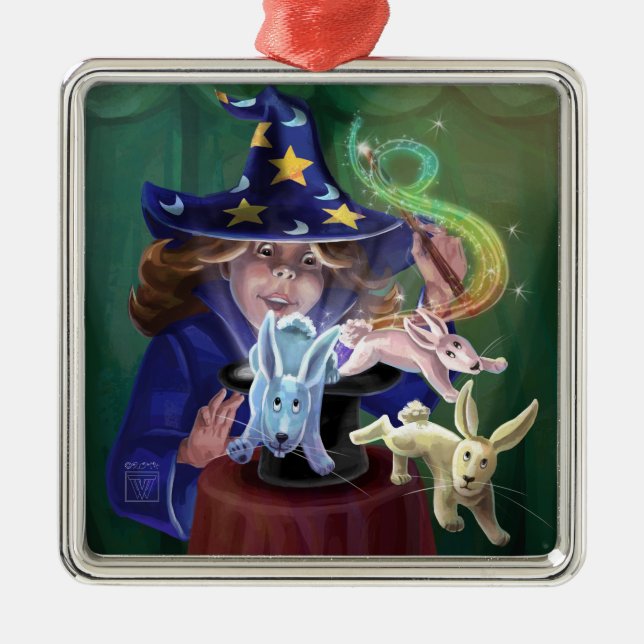 Magic Act Silbernes Ornament (Vorne)