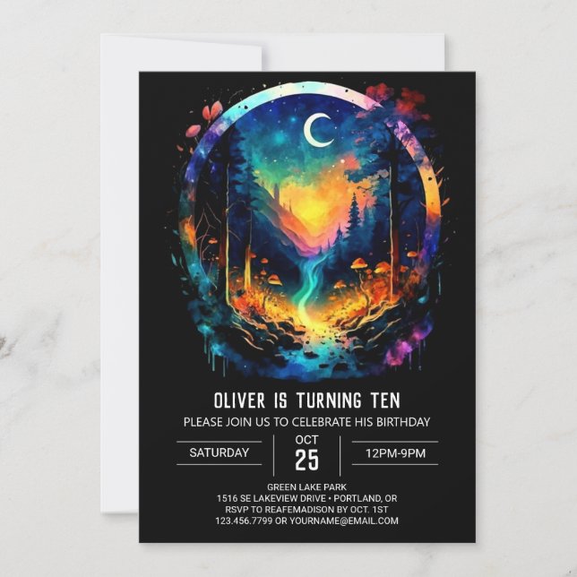 Magic Adventure erwartet Grove Birthday Einladung (Vorderseite)