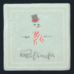 Magic and Wonder Christmas Snowman Mint ID440 Steinuntersetzer<br><div class="desc">Schönes minimalistisches Weihnachtsgestein-Untersetzer-Design mit einem stilisierten Schneemann gerahmt in Weiß auf einem Minzgrün Hintergrund verstreut mit Schneeflocken und Sternen. Trendy Typografie von 'Magic and Wonder' rundet das Design ab. Fügen Sie Ihren Namen zu personalisieren, wenn gewünscht. Suchen Sie ID440, um weitere koordinierende Produkte und zusätzliche Farboptionen für dieses Design zu...</div>