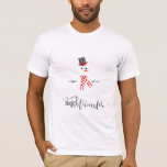 Magic and Wonder Christmas Snowman Mint ID440 T-Shirt<br><div class="desc">Schönes,  minimalistisches Weihnachtsmännerdesign mit einem stilisierten Schneemann in Schal und Tophat rot getrimmt. Trendy Typografie von 'Magic and Wonder' rundet das Design ab. Fügen Sie Ihren Namen zu personalisieren,  wenn gewünscht. Suchen Sie ID440,  um weitere koordinierende Produkte und zusätzliche Farboptionen für dieses Design zu sehen.</div>