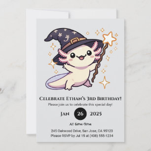 Magic Axolotl Wizard Geburtstag Einladung