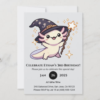 Magic Axolotl Wizard Geburtstag Einladung