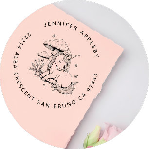 Magic Baby Unicorn unter Toadstool Rücksendeadress Gummistempel