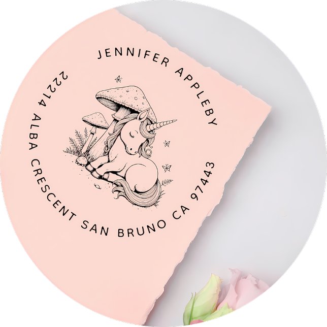 Magic Baby Unicorn unter Toadstool Rücksendeadress Gummistempel (Von Creator hochgeladen)