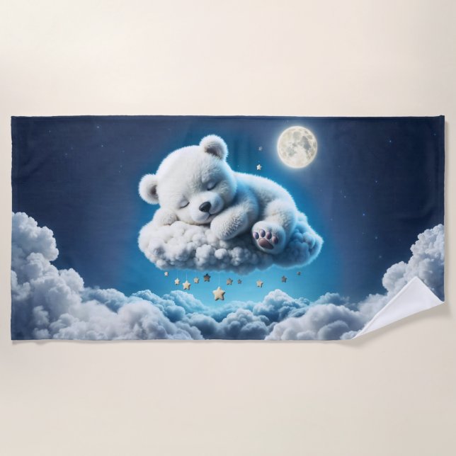 Magic Bär Träumerei Nacht pastellblauen Kunst Strandtuch (Vorderseite)