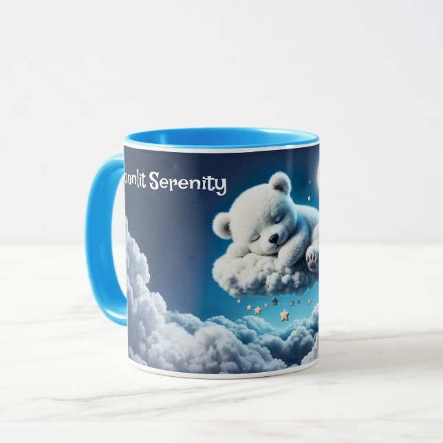 Magic Bär Träumerei Nacht pastellblauen Kunst Tasse (Vorderseite Links)