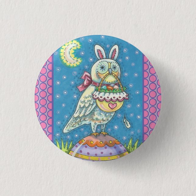 MAGIC BARN OWL & EASTER BASKET, FERIENBUTTON Rnd. Button (Vorderseite)