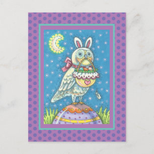 MAGIC BARN OWL & EASTER BASKET, URLAUB POSTCARD POSTKARTE