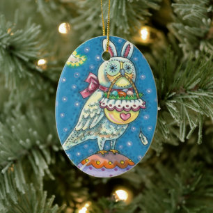 MAGIC BARN OWL, EASTER EGG BASKET, GEBURT 2021 KERAMIK ORNAMENT