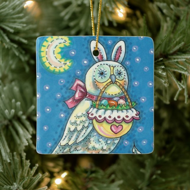 MAGIC BARN OWL, EASTER EGG BASKET, GEBURT 2021 KERAMIKORNAMENT (Baum)