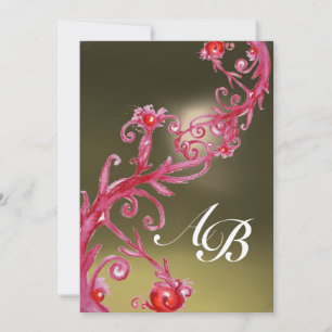MAGIC BERRIES 3,MONOGRAMM rotes Age Einladung