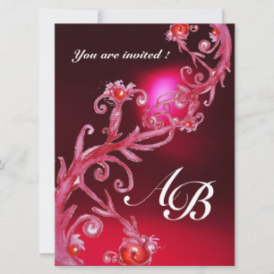 MAGIC BERRIES 4,MONOGRAM Rote Bordeaux Einladung