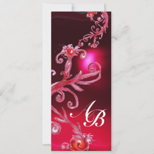 MAGIC BERRIES 4,MONOGRAM Rote Bordeaux Einladung