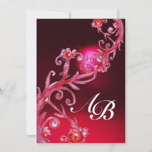 MAGIC BERRIES 4,MONOGRAM Rote Bordeaux Einladung