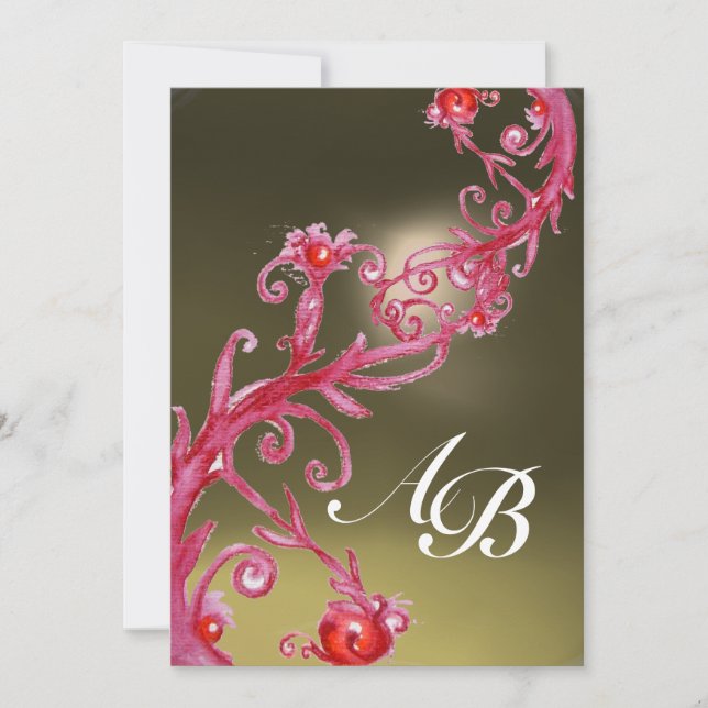 MAGIC BERRIES 4,MONOGRAM roter Age Custom lädt ein Einladung (Vorderseite)