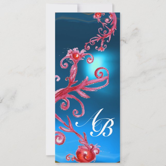 MAGIC BERRIES 4,MONOGRAM Roter Saphir-Champagner Einladung (Vorderseite)