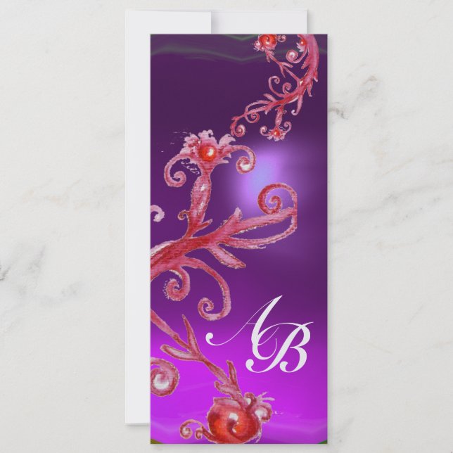 MAGIC BERRIES 4,MONOGRAMM lila Eis Einladung (Vorderseite)