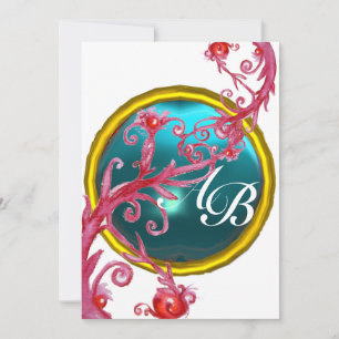 MAGIC BERRIES 4,MONOGRAMM, lila rot Einladung