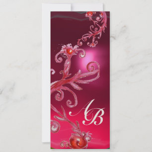 MAGIC BERRIES 4,MONOGRAMM, rotes rubinrotes Gold Einladung