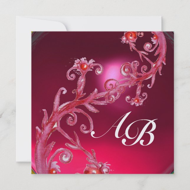 MAGIC BERRIES 4,MONOGRAMM, rotes Ruby-Eis Einladung (Vorderseite)