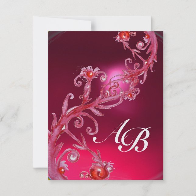 MAGIC BERRIES 4,MONOGRAMM, rotes Ruby-Eis Einladung (Vorderseite)
