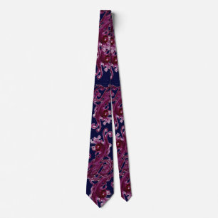 MAGIC BERRIES Fantasy Red Pink Blue Floral Wirbel Krawatte