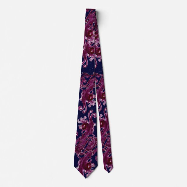 MAGIC BERRIES Fantasy Red Pink Blue Floral Wirbel Krawatte (Vorderseite)