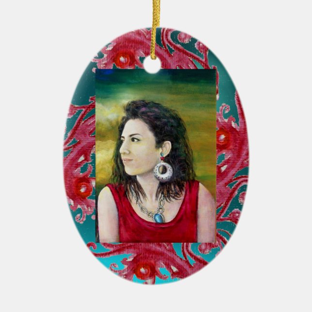 MAGIC BERRIES FOTO TEMPLATE Red Ruby Keramik Ornament (Vorne)