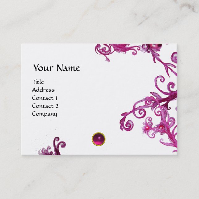 MAGIC BERRIES FUCHSIA GEM MONOGRAM, Schwarz-weiß Visitenkarte (Vorderseite)