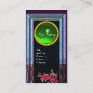 MAGIC BERRIES GREEN EMERALD MONOGRAM, schwarz blau Visitenkarte