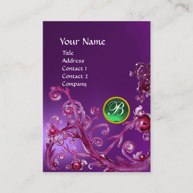 MAGIC BERRIES GREEN GEM MONOGRAM Amethyst lila Visitenkarte (Vorderseite)