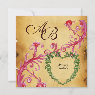 MAGIC BERRIES KLEEBLATT HERZ MONOGRAM Pergament Einladung