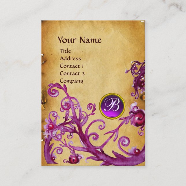 MAGIC BERRIES MONOGRAM GEM Perchment lila Visitenkarte (Vorderseite)