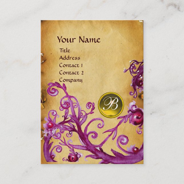 MAGIC BERRIES MONOGRAM GEM Pergament gelb Visitenkarte (Vorderseite)