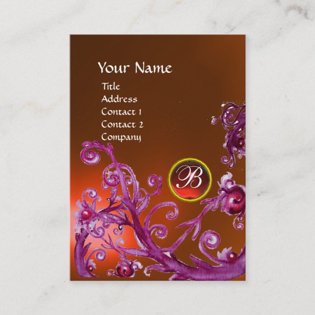 MAGIC BERRIES MONOGRAM GEM topaz orange rot Visitenkarte (Vorderseite)