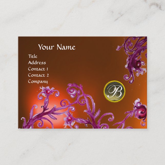 MAGIC BERRIES MONOGRAM, Graues Agate topaz orange Visitenkarte (Vorderseite)