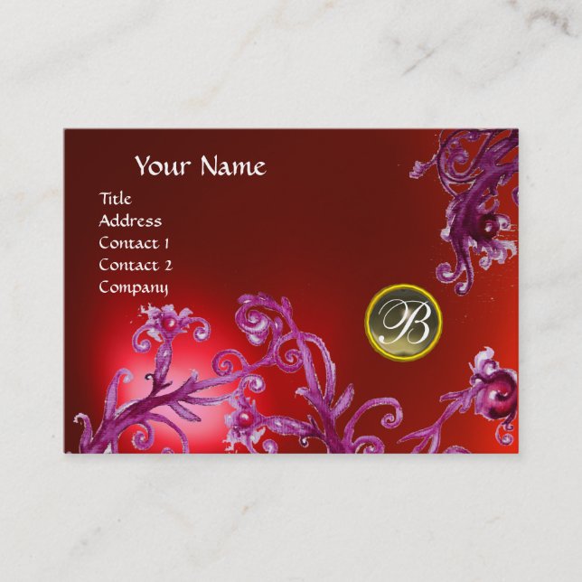 MAGIC BERRIES MONOGRAM, Gray Agate ruby rot Visitenkarte (Vorderseite)