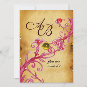 MAGIC BERRIES MONOGRAM Parchment Gelber Topaz Einladung