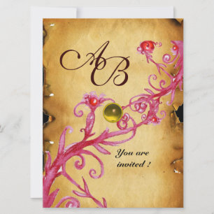 MAGIC BERRIES MONOGRAM Parchment Gelber Topaz Einladung