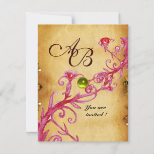 MAGIC BERRIES MONOGRAM Parchment Gelbes Topaz Einladung