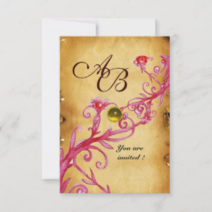 MAGIC BERRIES MONOGRAM-Pergament Gelbe uAwg Einladung
