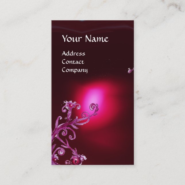 MAGIC BERRIES MONOGRAM Rote Bordeaux Visitenkarte (Vorderseite)